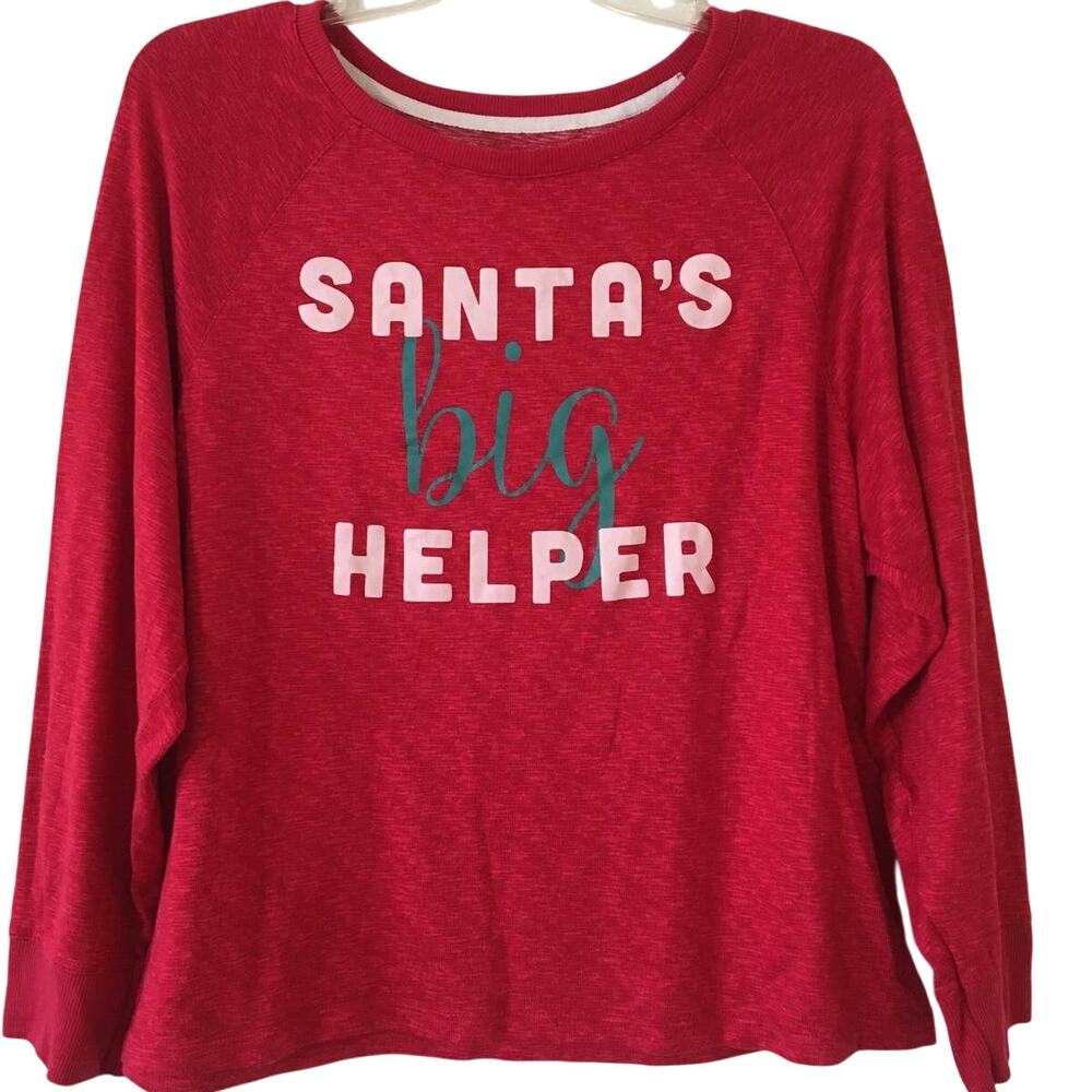 Derek Heart Kids XL Santa's Big Helper Red Long Sleeve Pajama Top Sweater